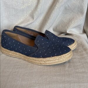Ladies Clark’s Denim Slip-On Espadrille Loafers Sz 7